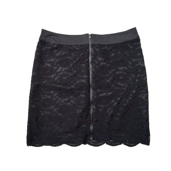 Laundry by Shelli Segal Black Floral Lace Zip Up Above Knee Skirt Women's Size 8 - Picture 1 of 12